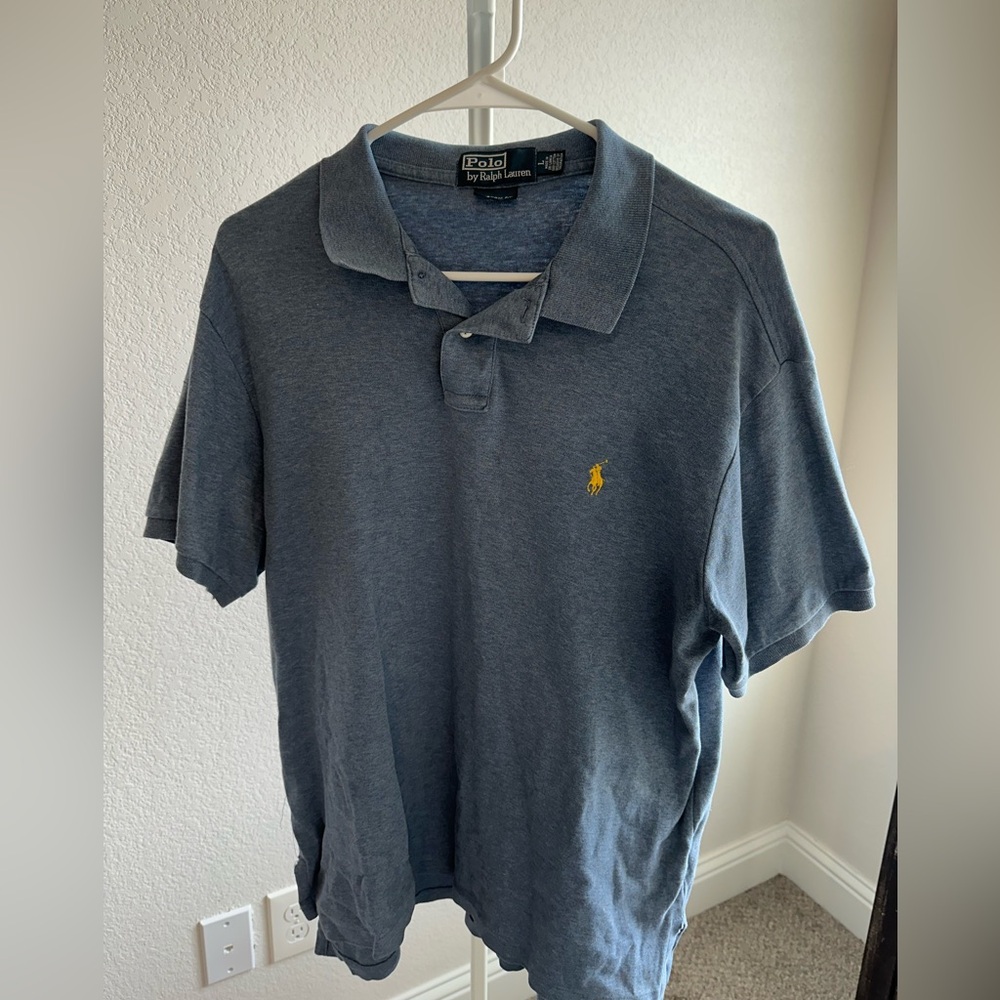 Men’s blue short sleeve polo